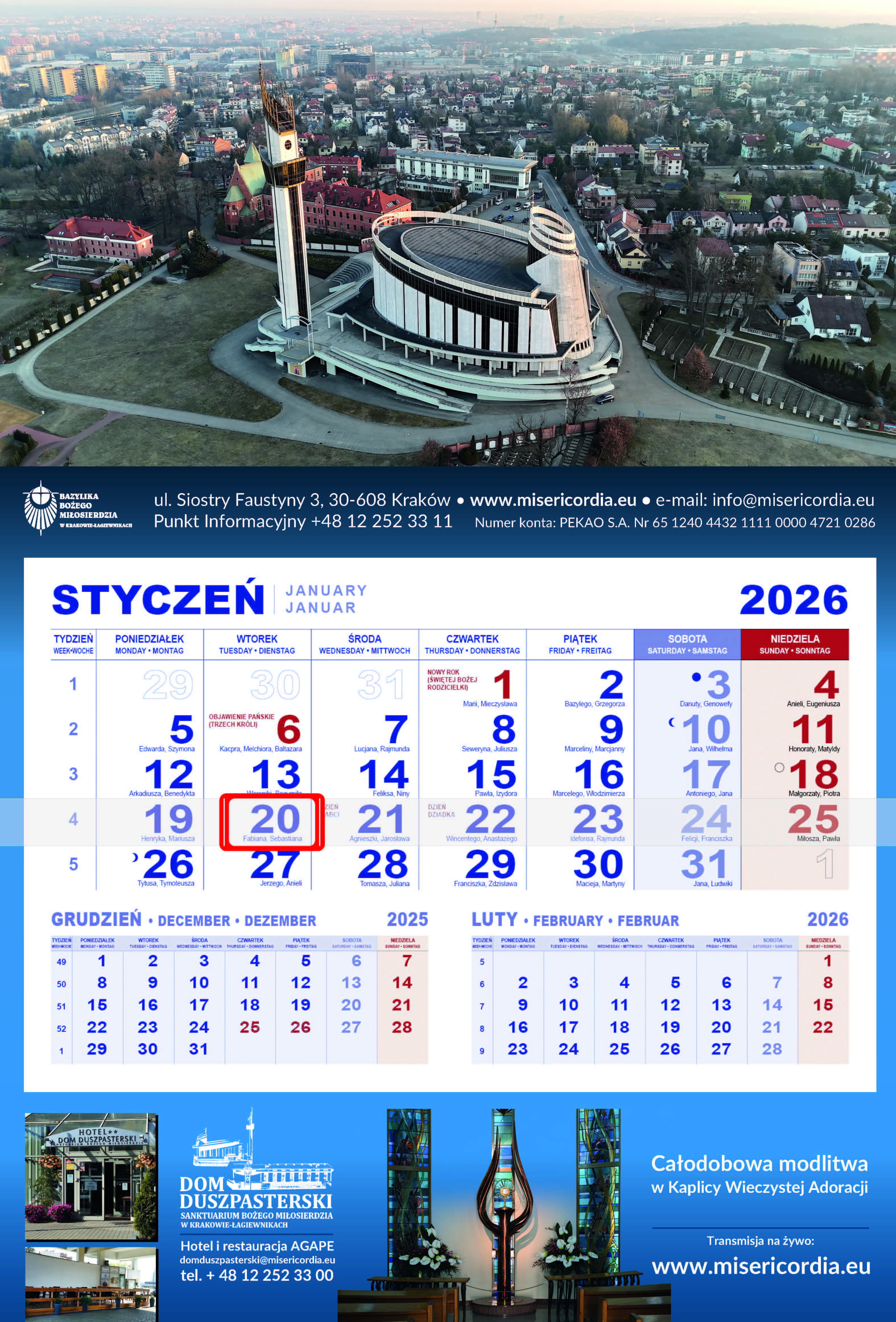 Kalendarzz widokiem na Łagiewniki